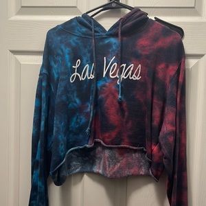 Las Vegas cropped tie dye hoodie